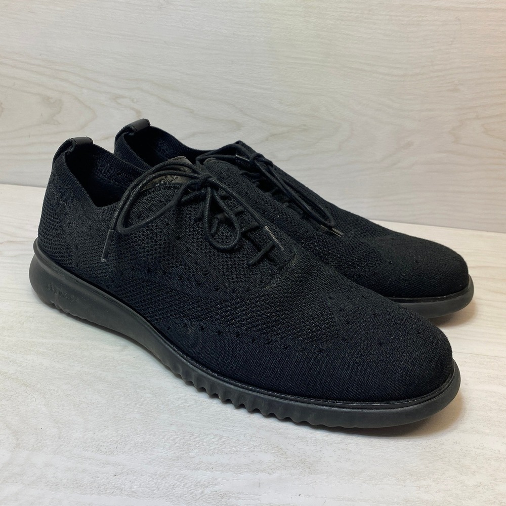 Cole Haan Mens 13 Oxford 2.ZEROGRAND Stitchlite Wingtip Black Knit C28527 Shoes